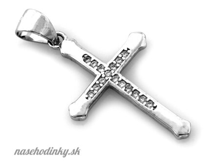 Strieborný prívesok kríž zdobený kubickými zirkónmi SZA1521