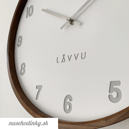 Tmavé drevené hodiny s bielim ciferníkom Lavvu Fade