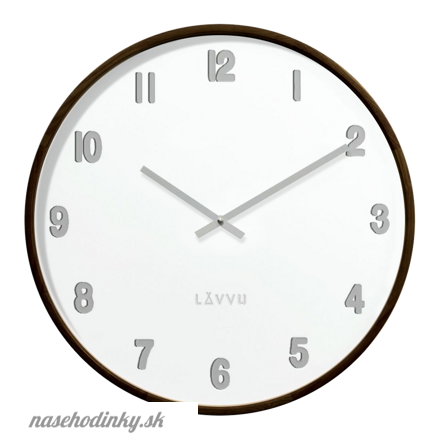 Tmavé drevené hodiny s bielim ciferníkom Lavvu Fade