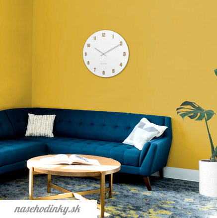 Velké biele drevené hodiny LAVVU WHITE