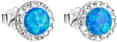 Strieborné náušnice so syntetickým opál a krištály Swarovski modré okrúhle 31217.1