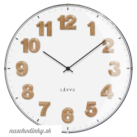 Biele hodiny s dreveními číslicami LAVVU HARMONY